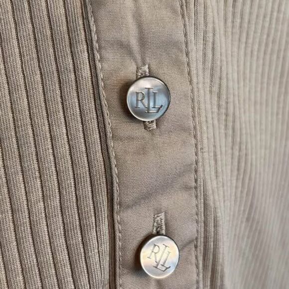 Ralph Lauren Puff Sleeve Tan Henley Top Women’s Large - Picture 5 of 10